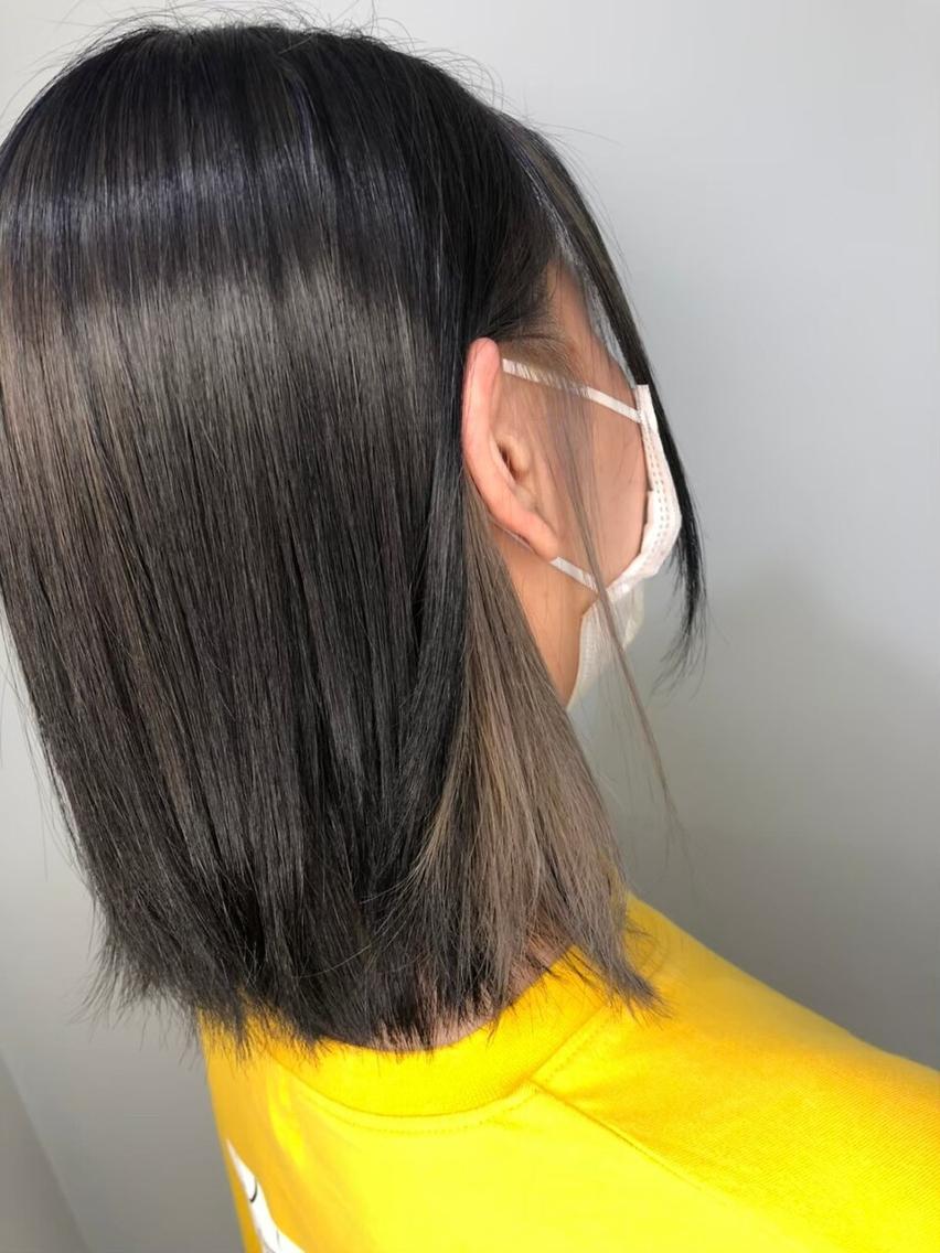 ロング ミストバング ボブ ハイライト かきあげバング トップスタイリスト ✨KIRIKA中野✨のヘアスタイル