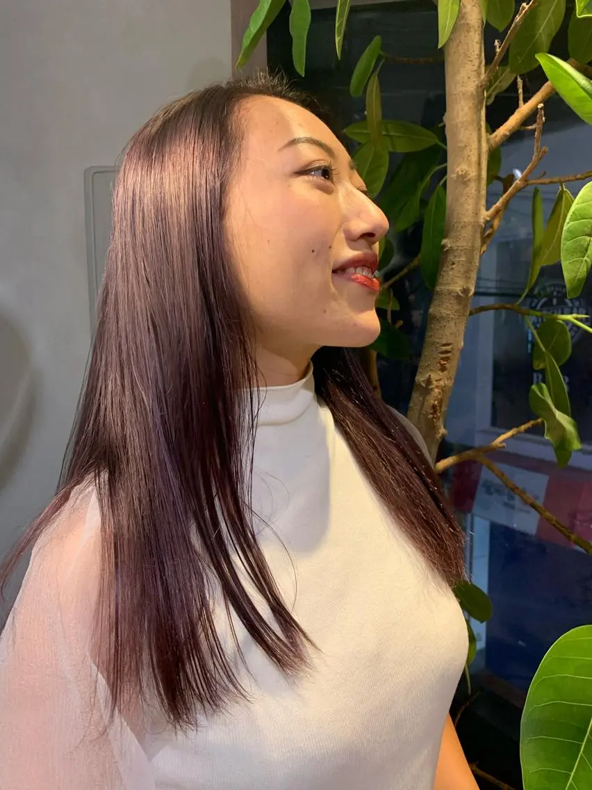 ロング カラー ブラウンカラー ピンクカラー ピンクブラウン ヘアカラー 美髪・シールエクステ ホソタニリョウコのヘアスタイル