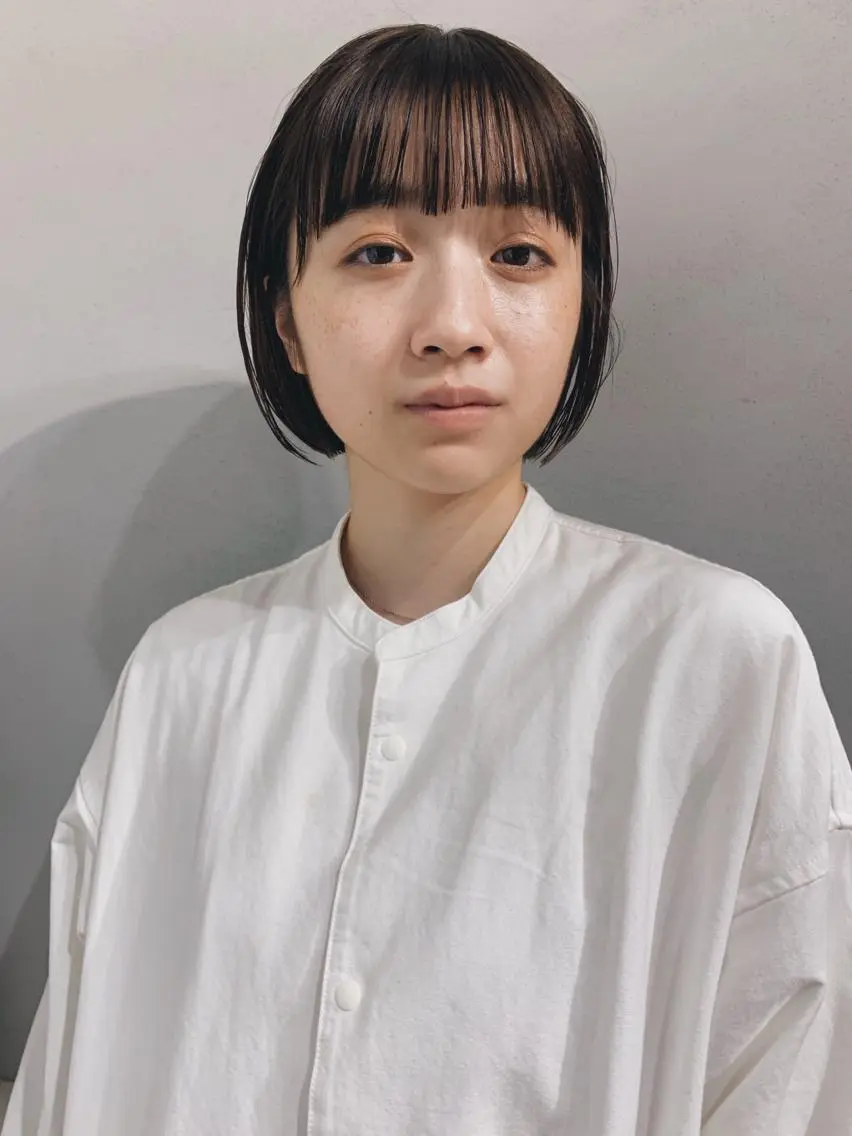 ショート カラー ヘアアレンジ ボブパーマコテ巻き風 パーマNo1深江秀平のヘアスタイル