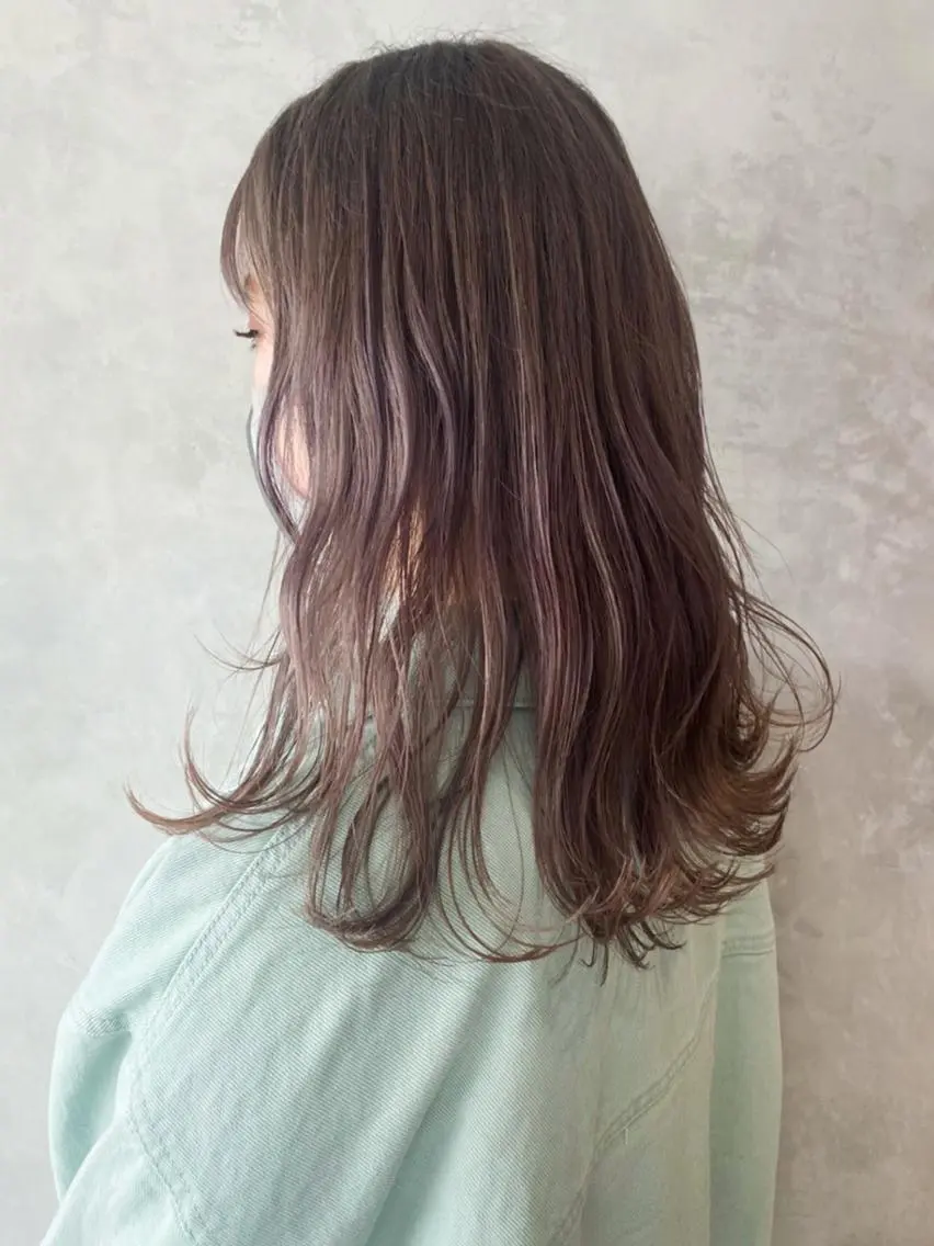 セミロング カラー パーマ ヘアアレンジ ベージュカラー ラベンダーカラー ラベンダーベージュ ITbyALBUM 浦和店のヘアスタイル