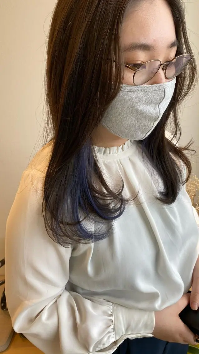 ロング カラー ブルーカラー ネイビーカラー 樋口 雄稀のヘアスタイル