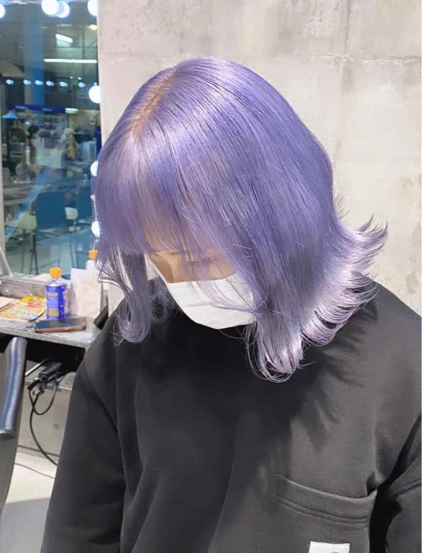 ショート カラー パーマ ヘアアレンジ メンズ キッズ ネイル マツエク・マツパ アイブロウ 透明感カラー ラベンダーカラー 眉カラー ハイトーンNo.1 👩🏼NaGiSaのヘアスタイル