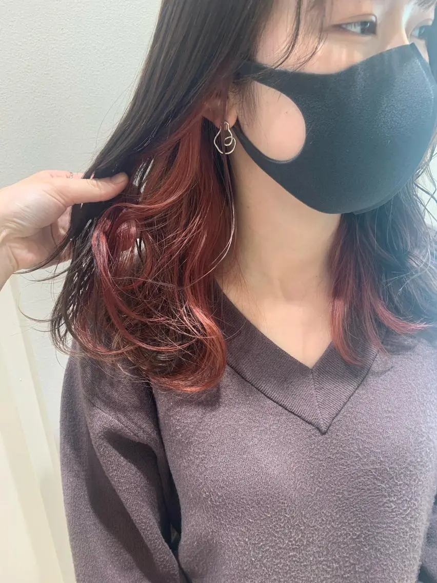 セミロング カラー ヘアカラー トリートメント 暖色/ブリーチカラー 🎀 M i k uのヘアスタイル