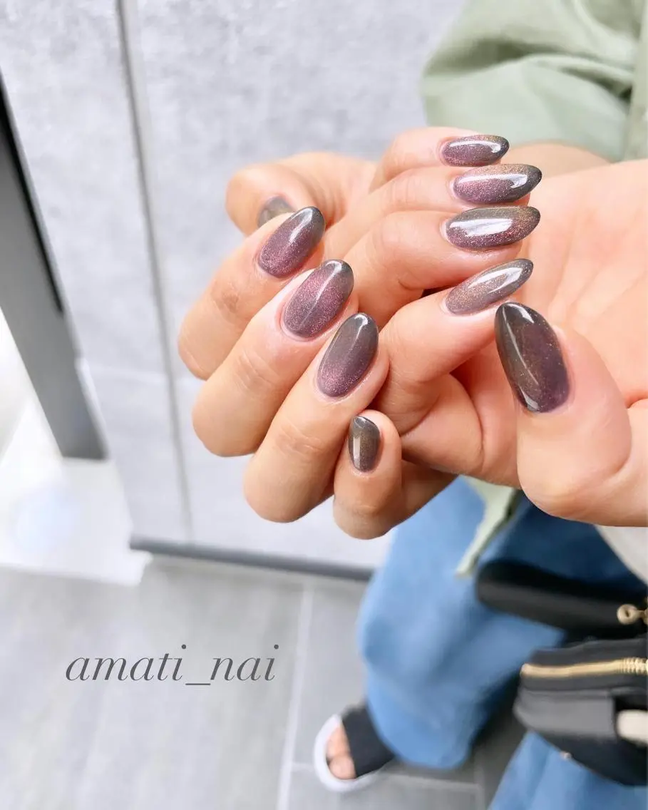 ネイル クリアネイル マグネットネイル ミラーネイル ネイビー ニュアンスネイル ハンドネイル amati_nail TAKAKOのネイルデザイン