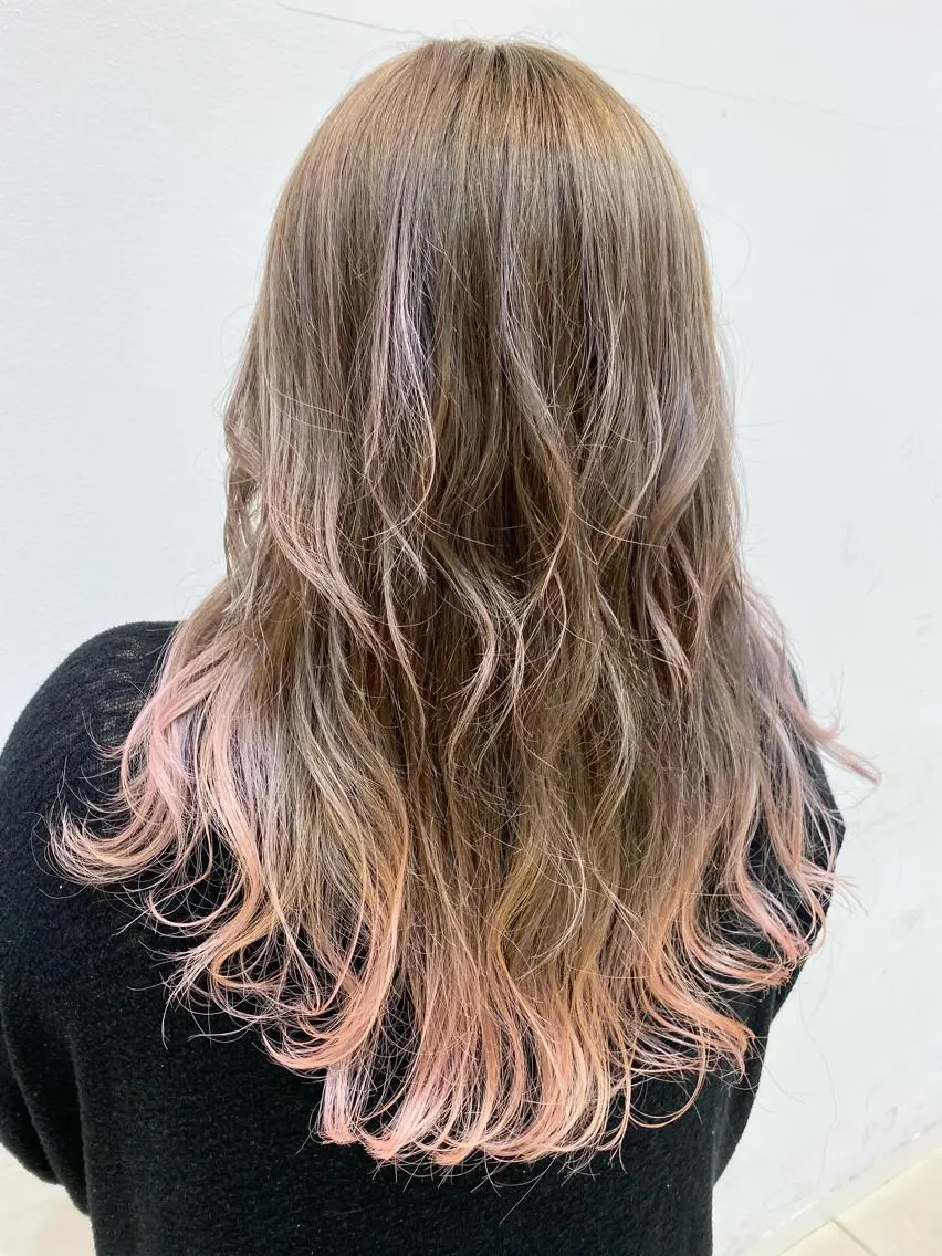 ロング カラー ピンクカラー プルエクステ/透明感 カラー✨KAZUKIのヘアスタイル
