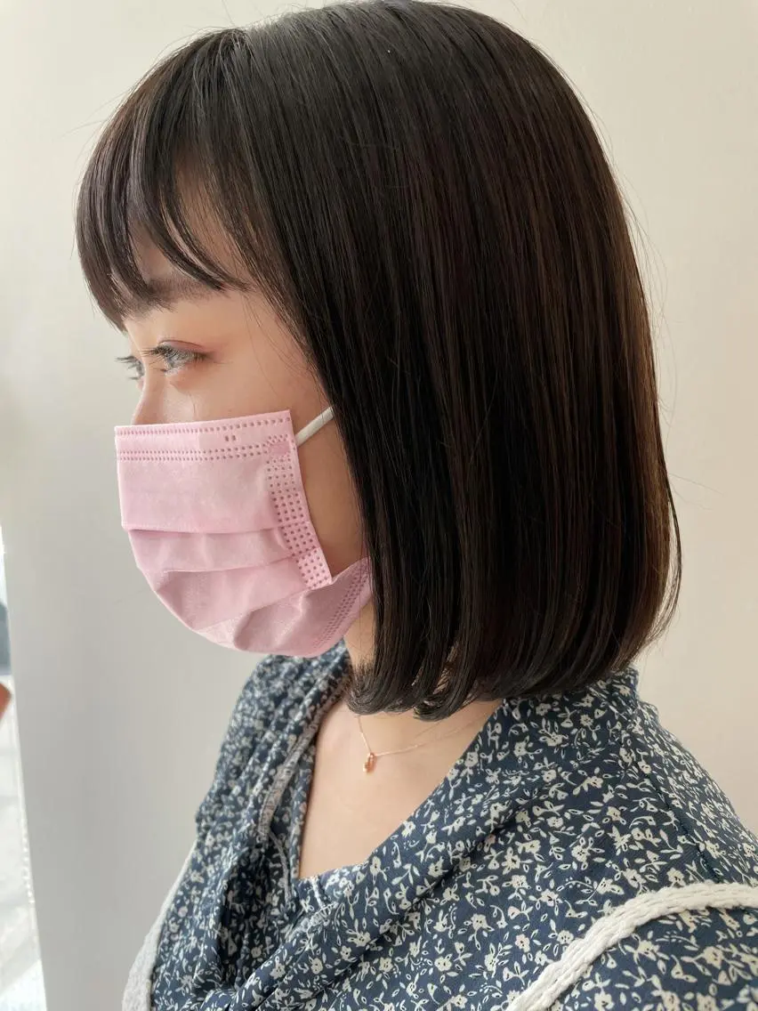 ミディアム カラー パーマ アッシュ ベージュカラー オレンジ ボブ くせ毛 店長福島成美/髪質 改善縮毛矯正/カラーのヘアスタイル