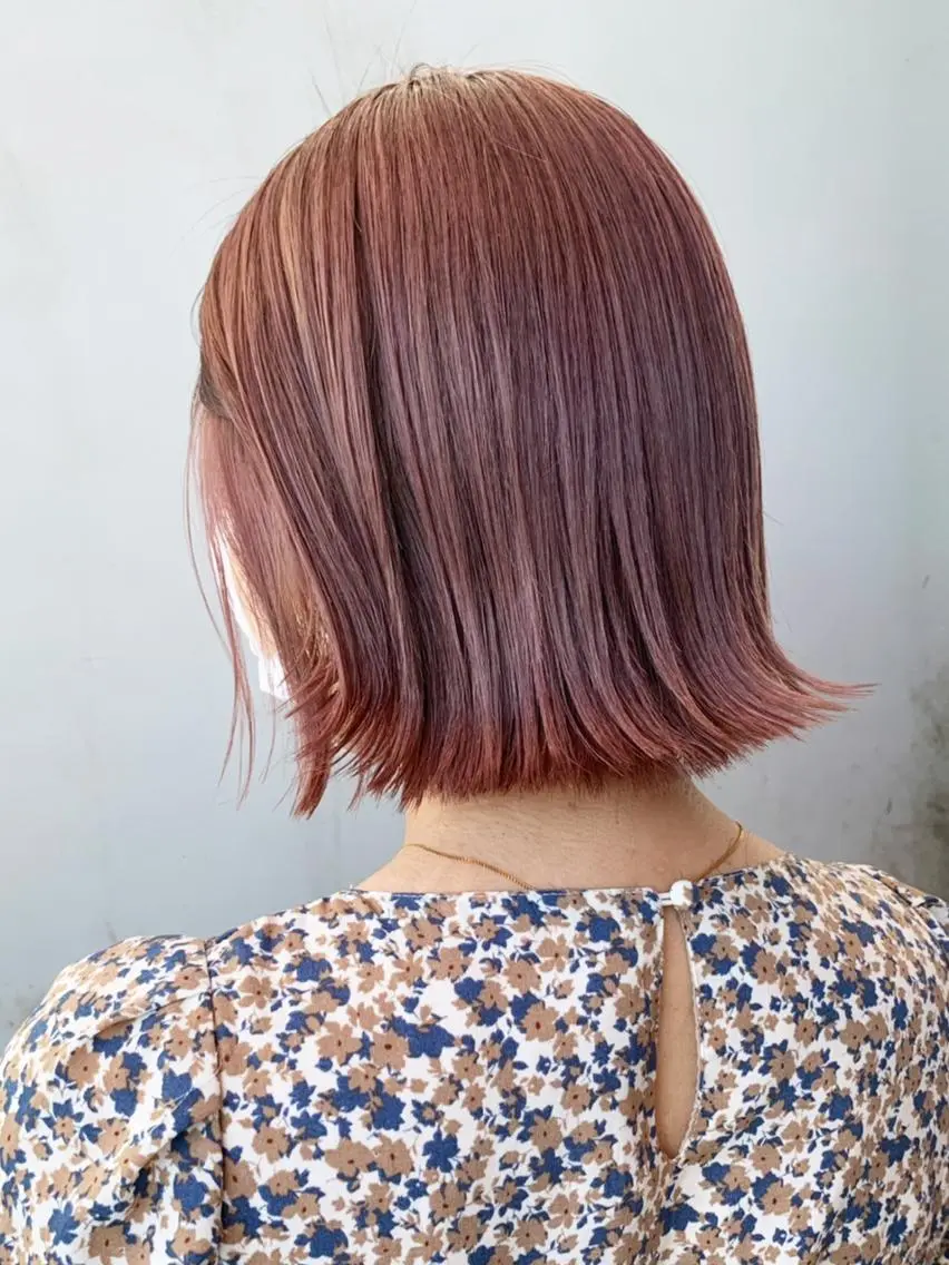ミディアム カラー パーマ ヘアアレンジ ピンクカラー ボブ ITbyALBUM 八王子店のヘアスタイル