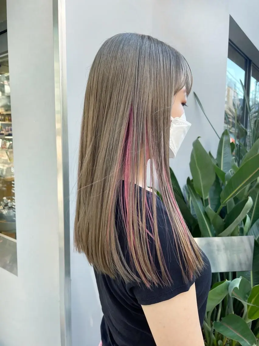 ロング カラー ベージュカラー ピンクカラー シルバー シルバーベージュ カット ヘアカラー トリートメント HIROKI ”博多 /ボブのヘアスタイル