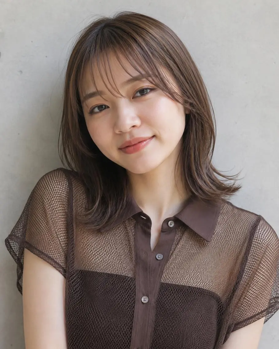 ミディアム 女性カット&カラー モデル⭐️大坂望心のヘアスタイル