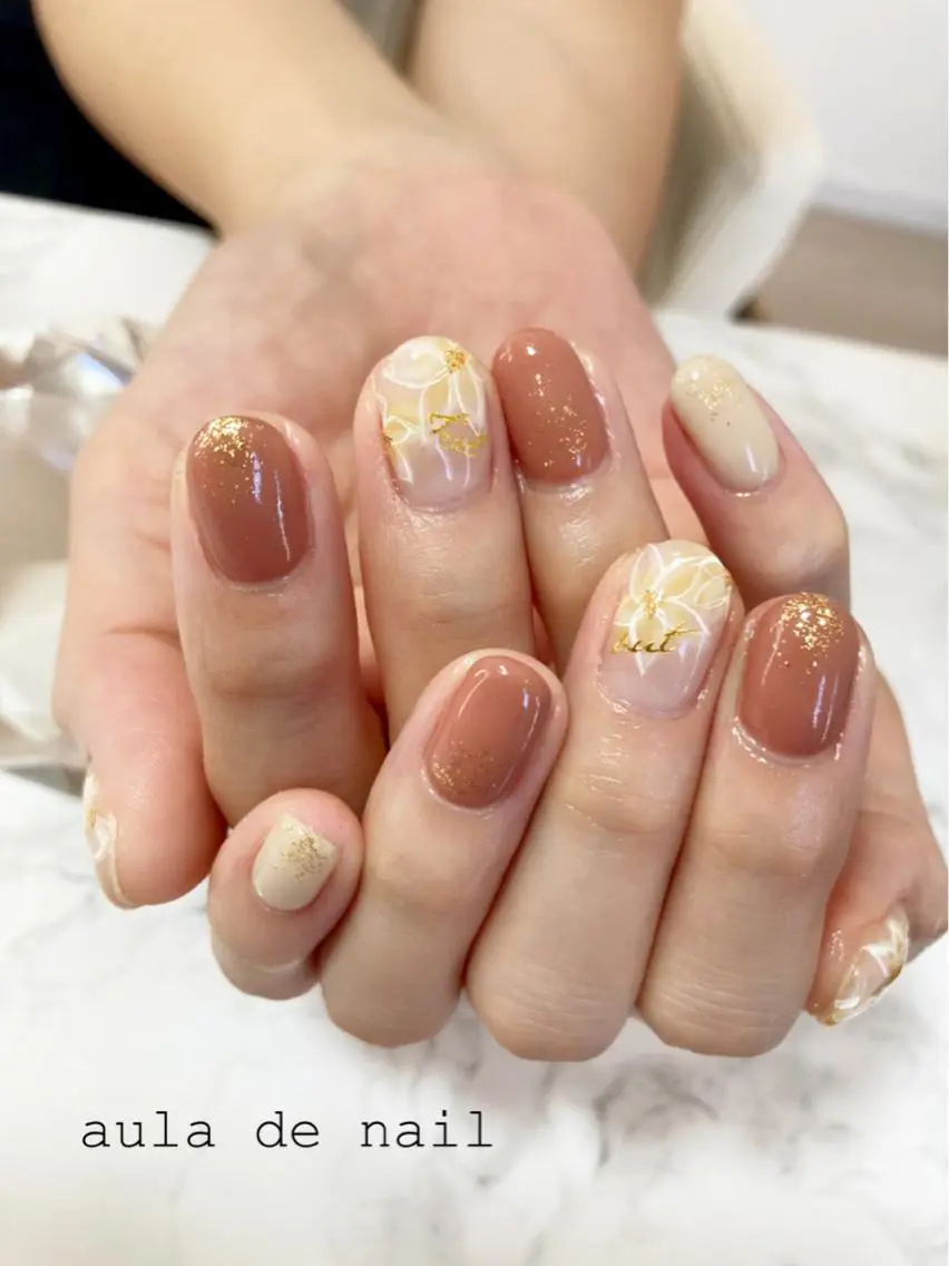ネイル フラワーネイル ハンドネイル auladenail アウラデネイルのネイルデザイン