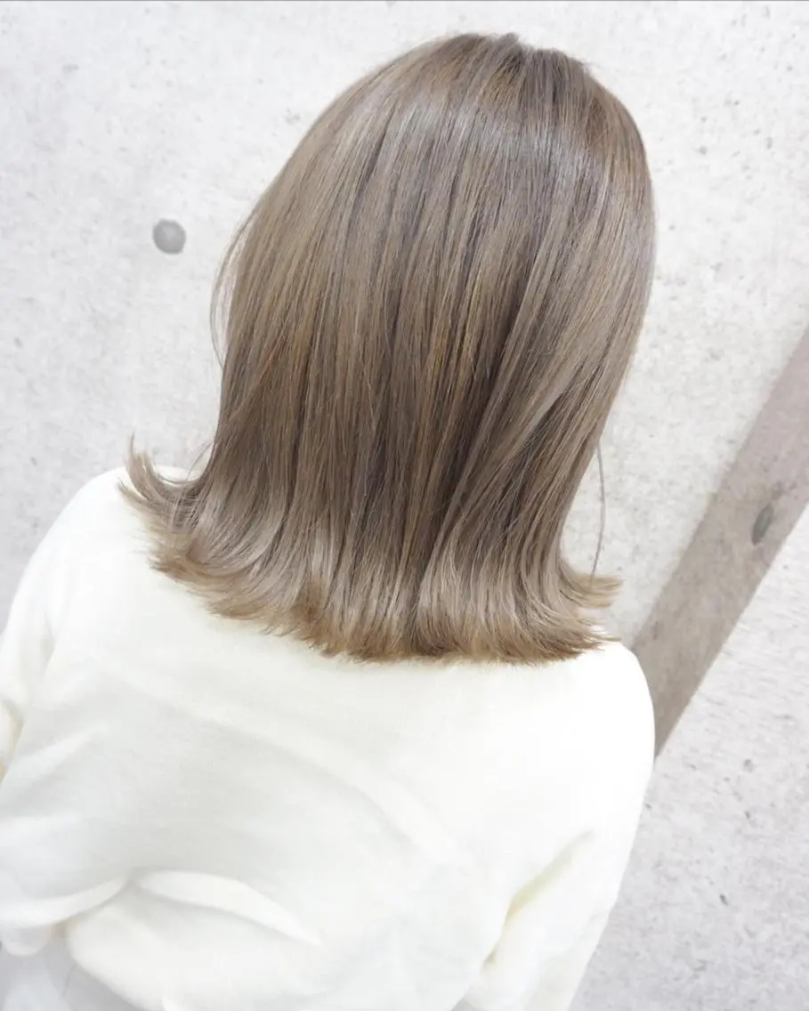 ミディアム カラー ブリーチ ケアブリーチ ダブルカラー 縮毛矯正 rei カットモデル募集中のヘアスタイル
