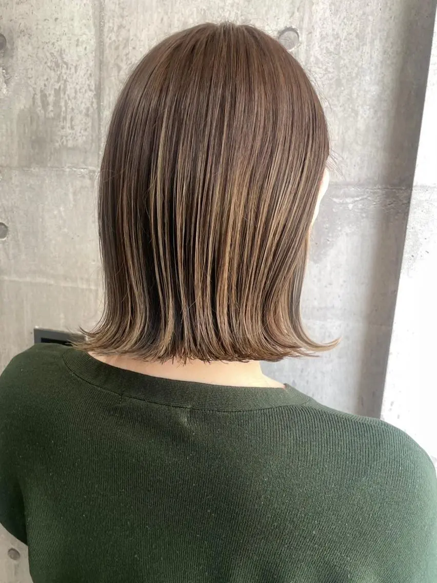 セミロング 外国人風カラー ハイライト 髪質改善 似合わせカット トリートメント カット BUCKS【天王寺】 バックス【駅30秒】のヘアスタイル