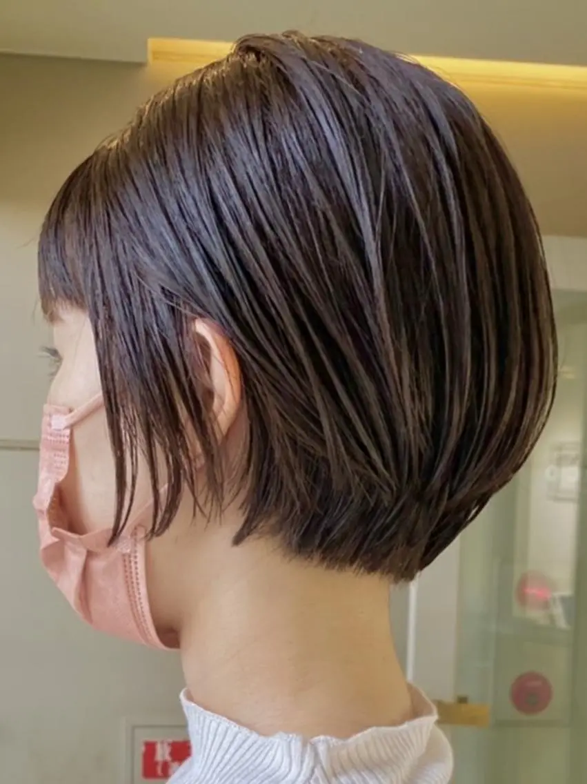 ショート ラベンダーベージュ くびれヘア ショートヘア カット ヘアカラー トリートメント メンズ&ショート LEA山村真史のヘアスタイル