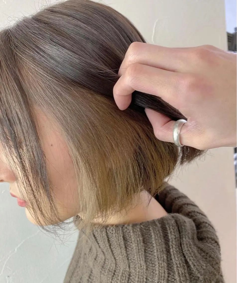 ショート カラー ベージュカラー インナーカラー ボブ カット ヘアカラー トリートメント カラー特化美容師 サトウリュウマのヘアスタイル