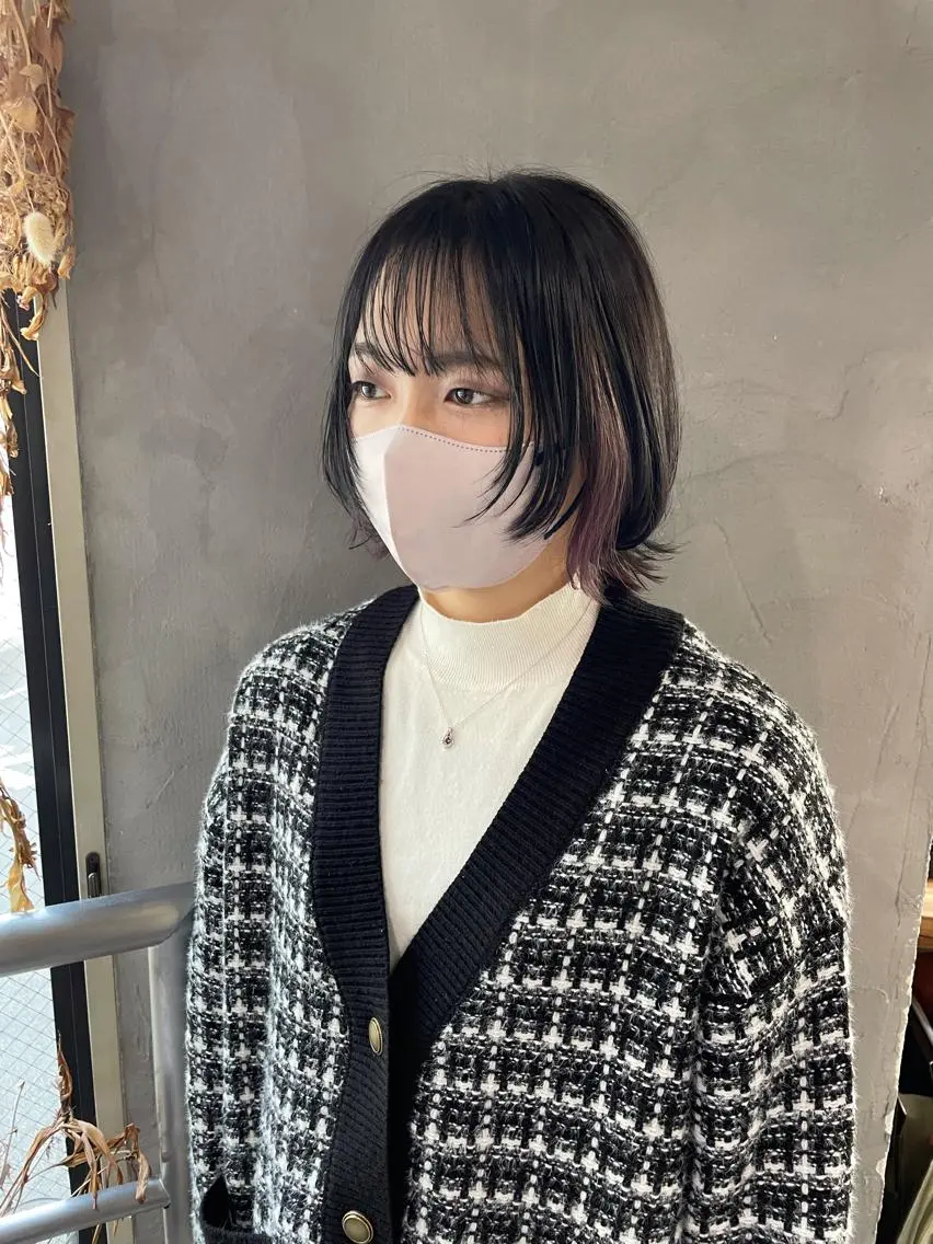 ショート カラー ブリーチ イヤリングカラー ピンクカラー ボブ レイヤーカット ウルフ レイヤー パーマ🪐MANAのヘアスタイル