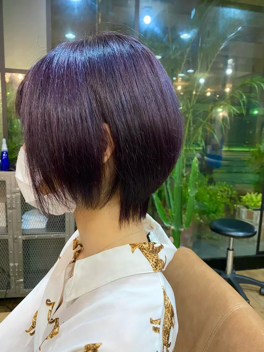 ショート カラー ディープラベンダー ラベンダーカラー ヘアカラー トリートメント 特殊カラー特化 ✂️SHIAN フジのヘアスタイル