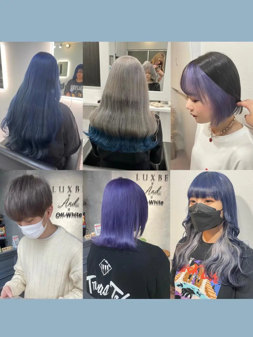 ロング カラー ヘアアレンジ メンズ メンズブリーチ メンズインナーカラー ミストバング ブリーチ ブルーカラー Cielro/ダブル カラー/西田咲希のヘアスタイル