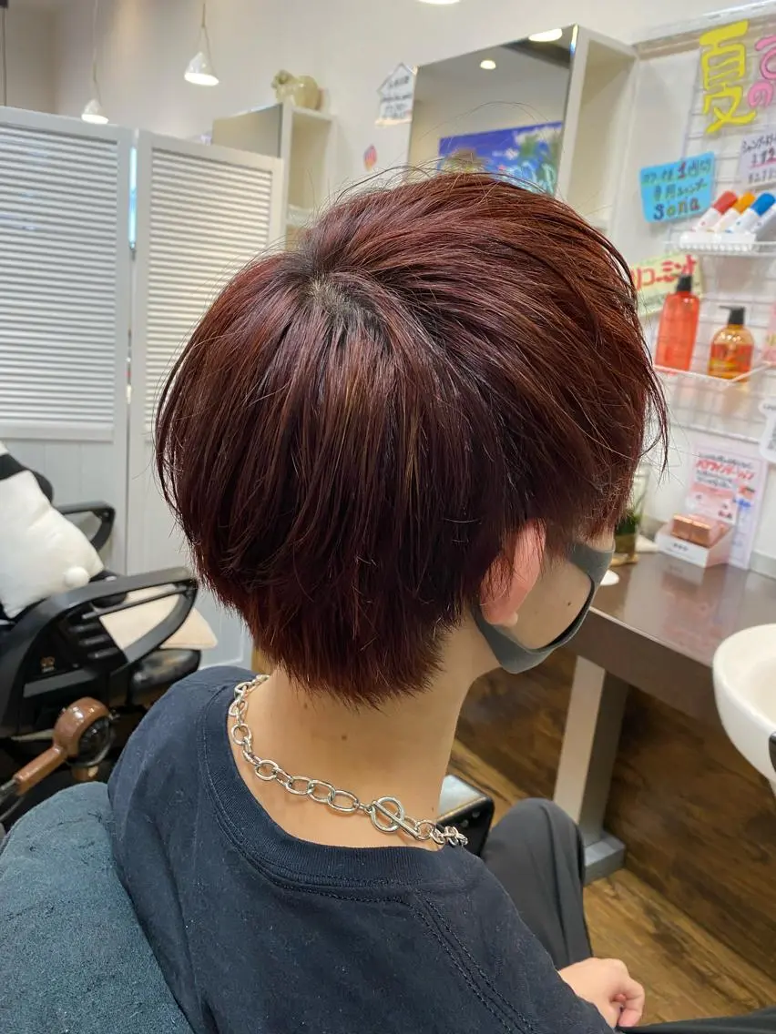 ショート カラー メンズ レッドカラー 髪質改善特化美容師 酸性ストレート近藤俊のヘアスタイル