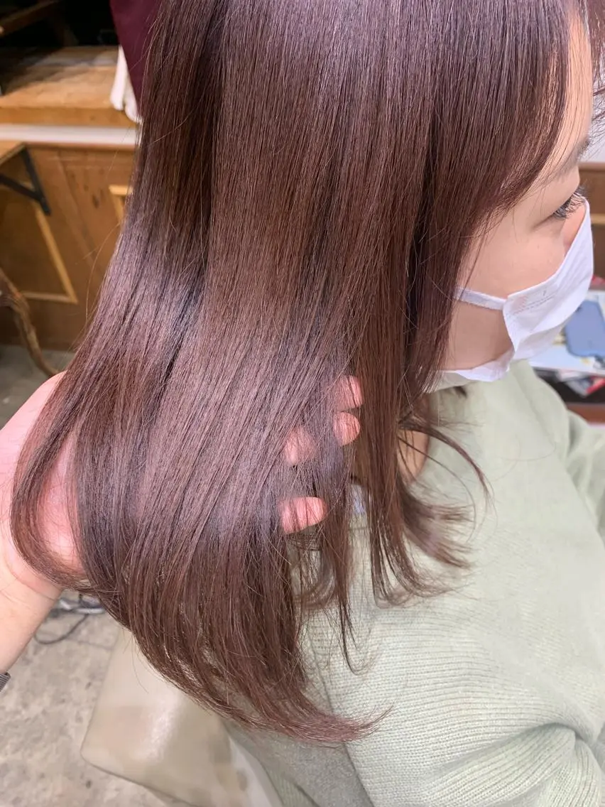 ミディアム カラー ブリーチ ブリーチなしカラー ピンクカラー HARUKA ⭐️モデル募集中⭐️のヘアスタイル