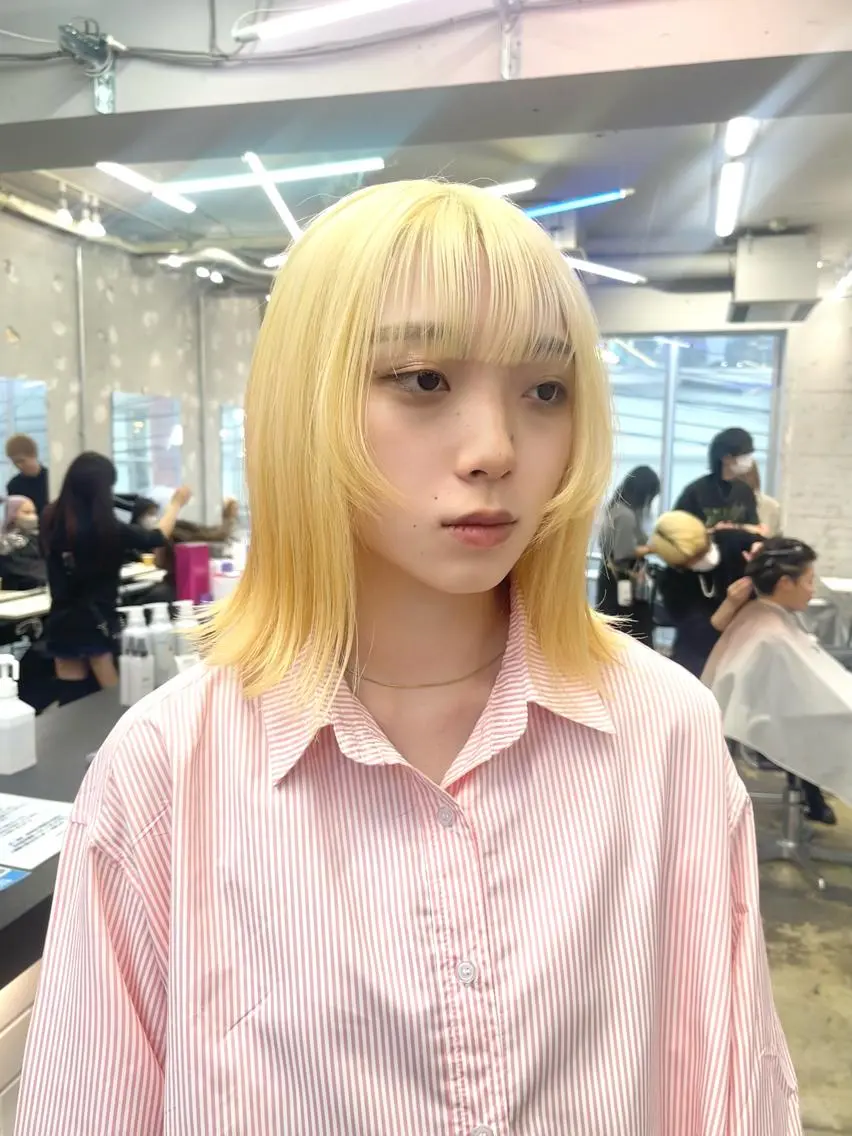 セミロング カラー ハッシュカット/ハイ トーン/HIROKIのヘアスタイル