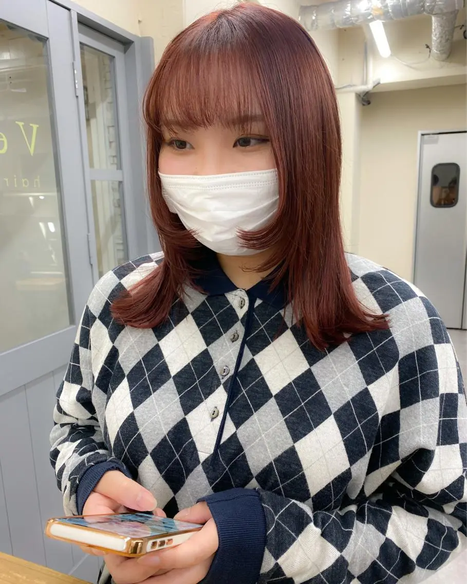ミディアム カラー ブリーチ ダブルカラー ブリーチなしカラー レイヤー暖色カラー 池袋Yamamotoのヘアスタイル
