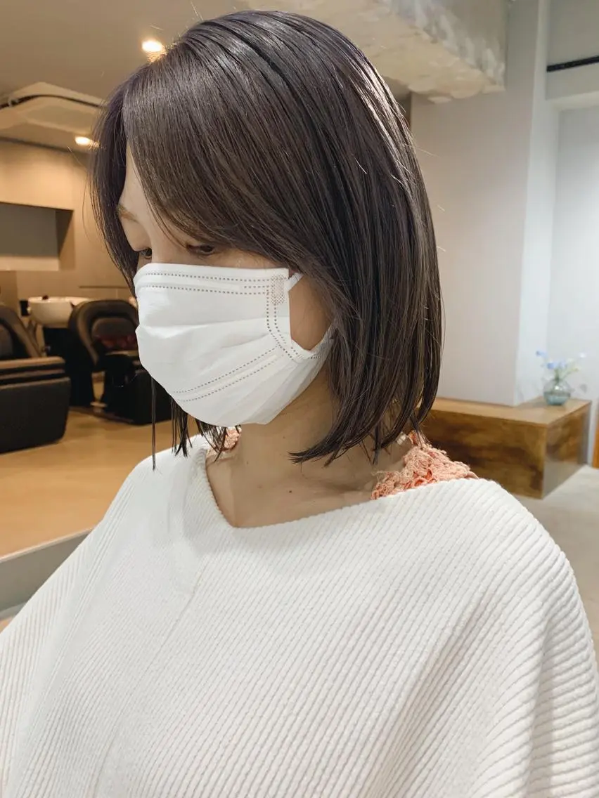 ミディアム カラー ボブパーマコテ巻き風 パーマNo1深江秀平のヘアスタイル