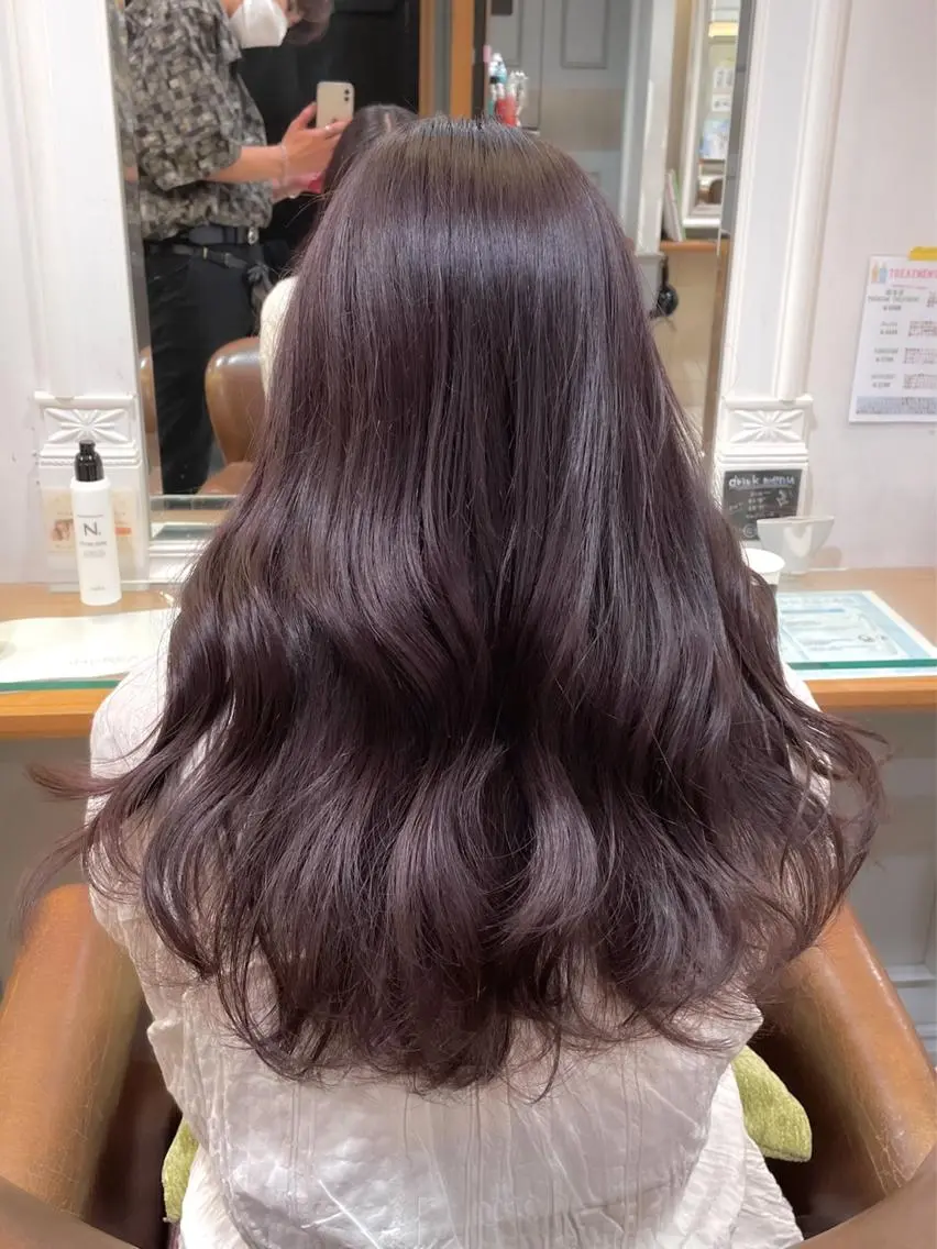 ロング カラー 透明感カラー ラベンダーカラー ラベンダーグレー くびれヘア エギョモリ ヘアカラー トリートメント 横浜/レイヤーカット /韓国ヘア/佐藤記正のヘアスタイル