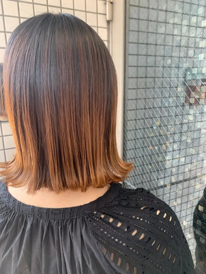 ミディアム カラー グラデーションカラー オレンジ カット ヘアカラー トリートメント Bianca  代表 硲　貴亮【東武練馬】のヘアスタイル