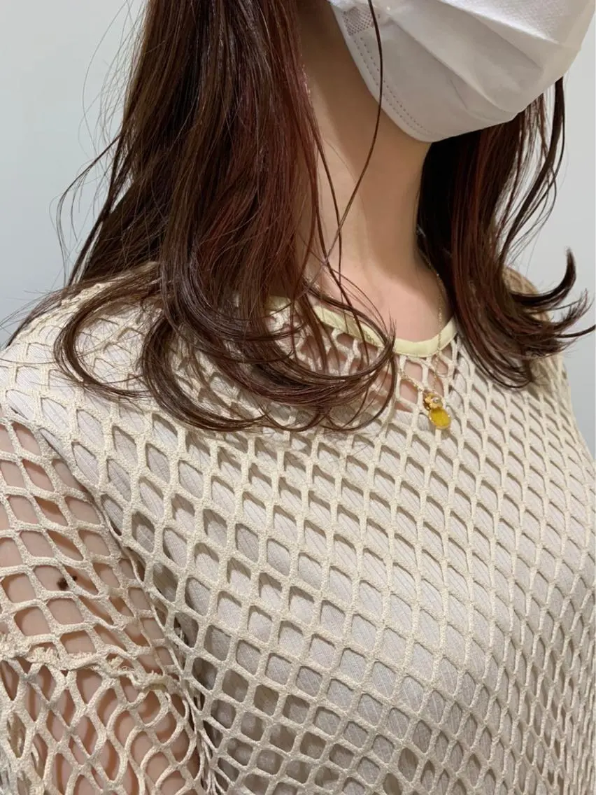 セミロング カラー BLOCK hair makeのヘアスタイル