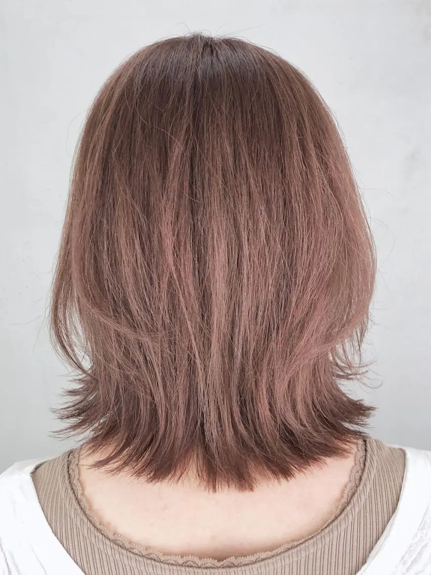 ミディアム カラー パーマ ヘアアレンジ ベージュカラー ピンクカラー ピンクベージュ ITbyALBUM 中野店のヘアスタイル