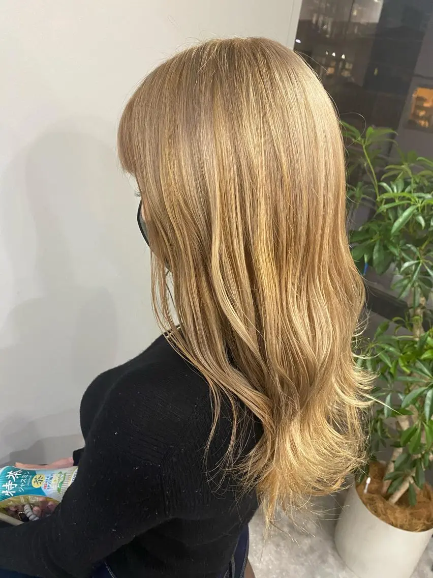 ロング カラー ヘアアレンジ ベージュカラー ハイトーンカラー ハイトーンベージュ ボブ /ニュアンス/ satomi🧸💖のヘアスタイル