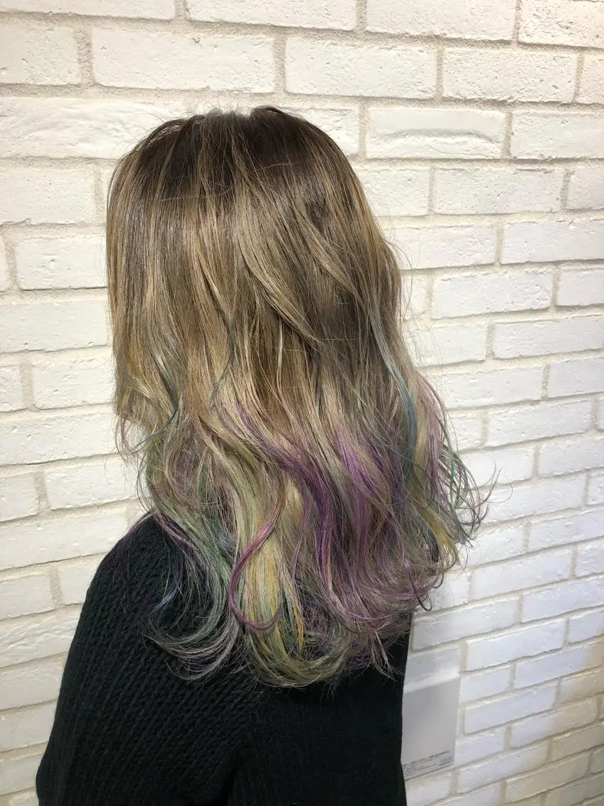セミロング カラー パーマ ヘアアレンジ メンズ キッズ ネイル マツエク・マツパ ユニコーンカラー 新宿/髪質改善/ 美髪矯正✨浅江通友のヘアスタイル