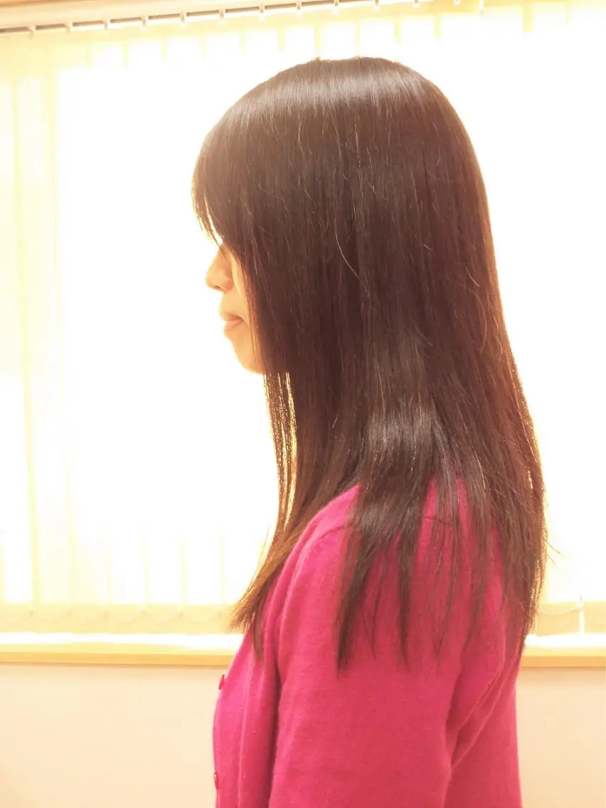 ロング カラー ロングレイヤー ベージュカラー オレンジ オレンジベージュ 顔周りカット 山田 達也のヘアスタイル