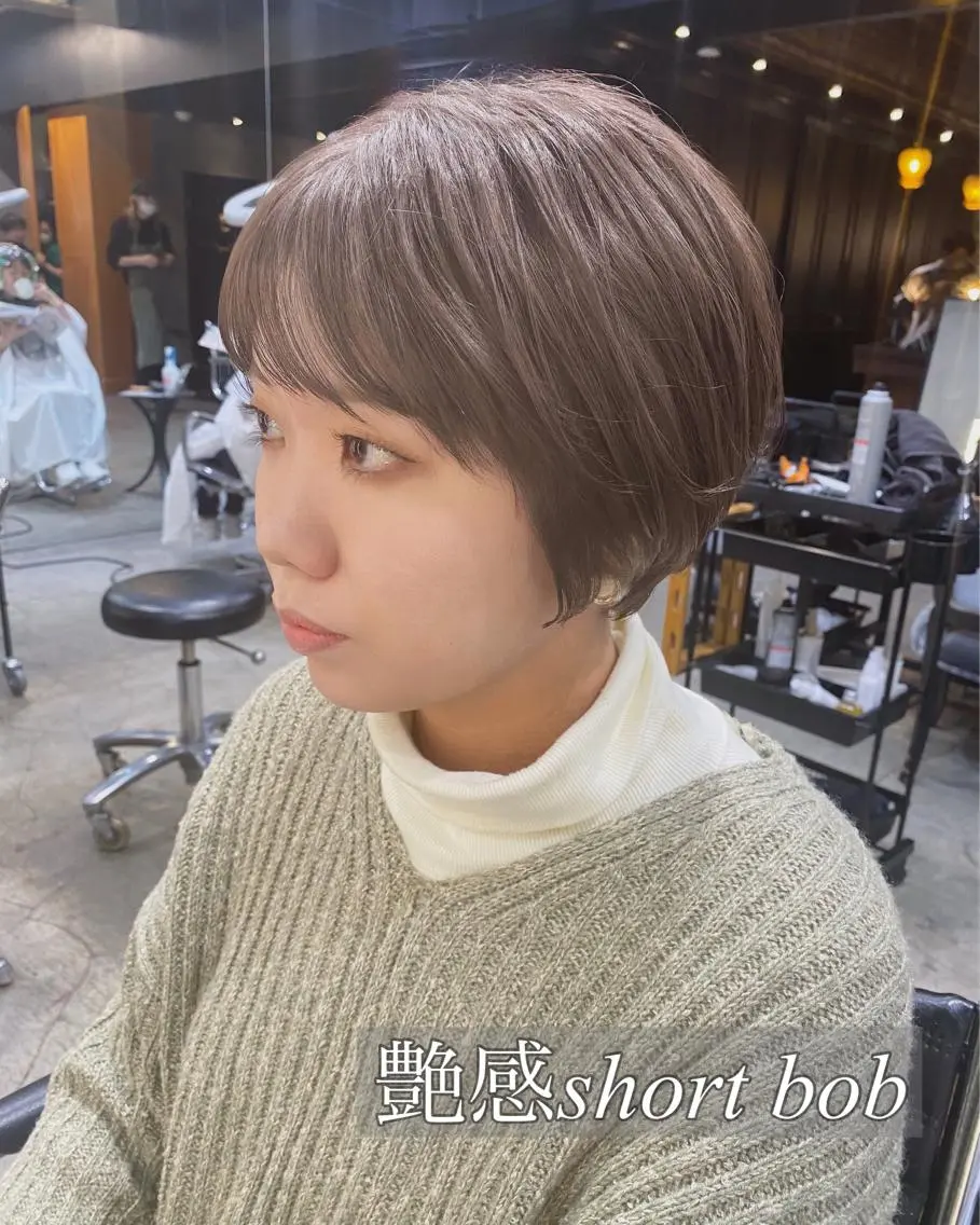 ショート カラー ショートボブ アッシュ ベージュカラー ボブ ショートヘア カット ヘアカラー トリートメント 透明感カラー🌿 グレージュ🐺陽介のヘアスタイル