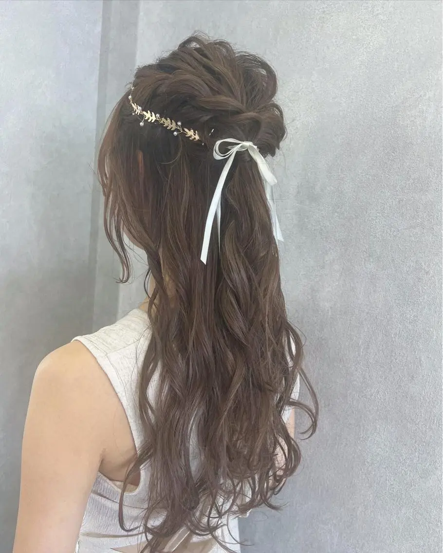 ロング カラー パーマ ヘアアレンジ メンズ ヘアセット 透明感カラー/ 新潟万代/池野里衣のヘアスタイル