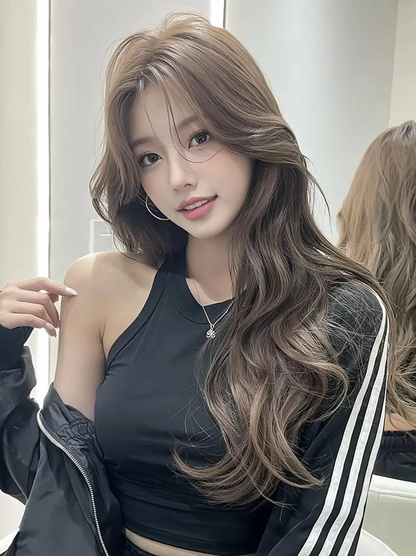 ロング 顔周りカット 髪質改善 韓国風ヘア レイヤーカット カット ヘアカラー FOCUS JAPAN2のヘアスタイル