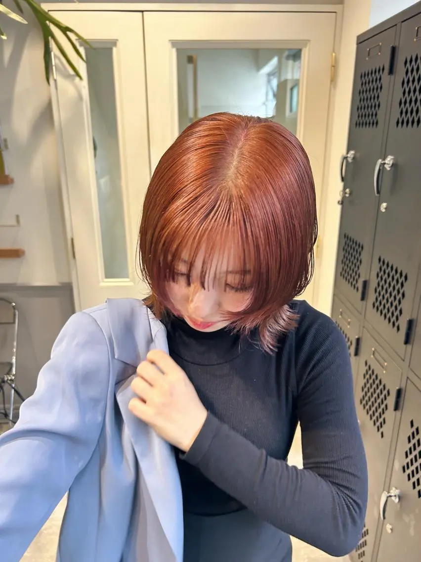ミディアム カラー 黒髪 ブリーチ ダブルカラー ブリーチなしカラー 薄暮 マツイ　レンのヘアスタイル