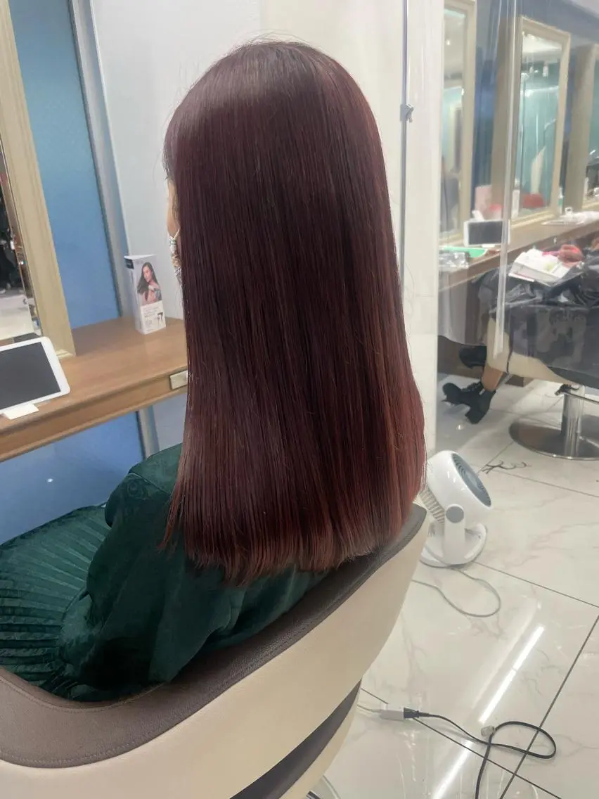 ロング カラー ピンクカラー ヘアカラー トリートメント 店長福島成美/髪質 改善縮毛矯正/カラーのヘアスタイル