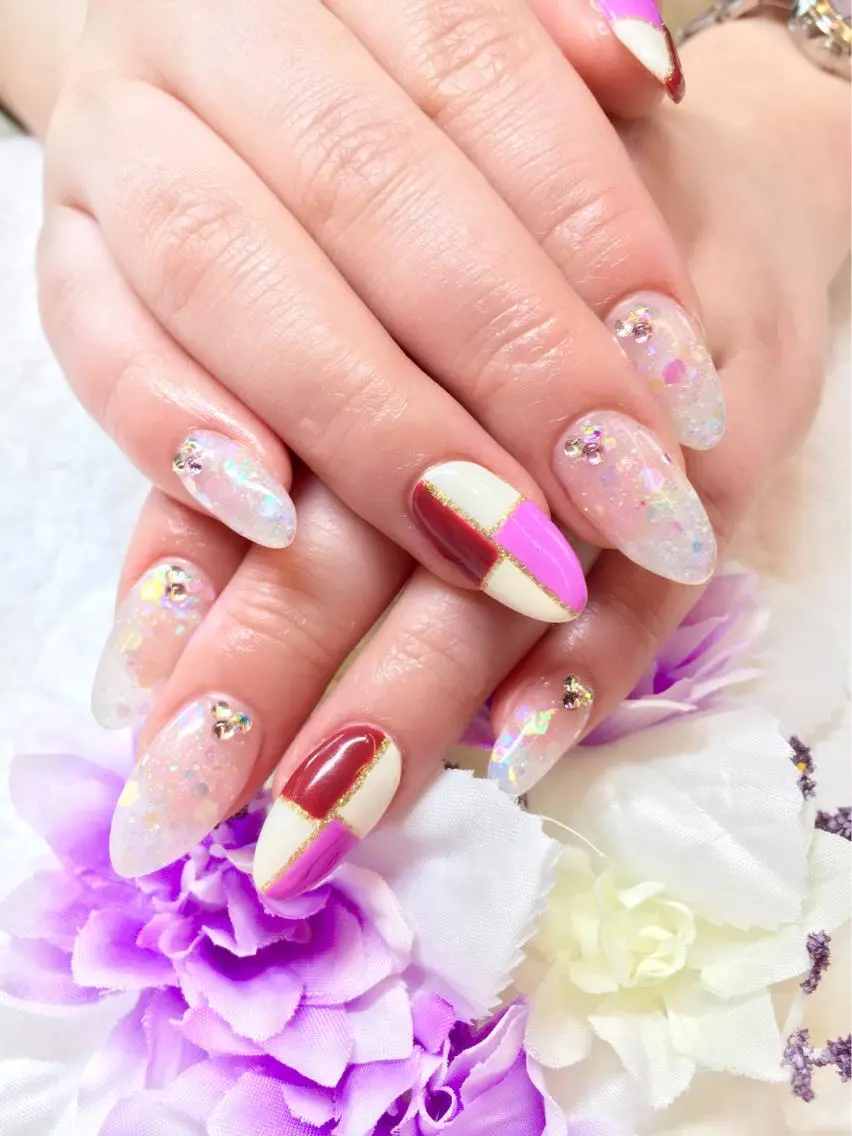 ネイル フットネイル ジェルネイル ミラーネイル パラジェル スカルプネイル clover nailのネイルデザイン