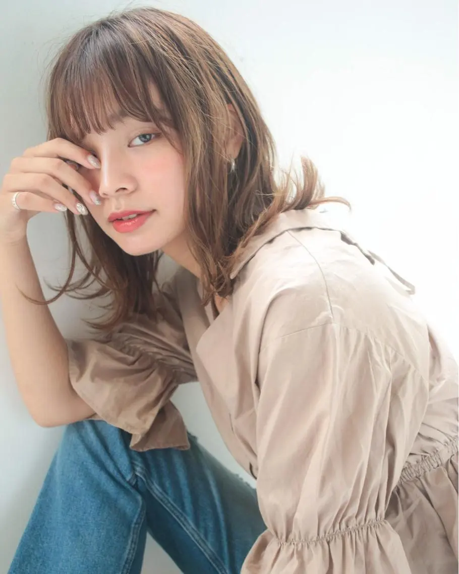ミディアム カラー カット ヘアカラー トリートメント 🏆ウルフ/レイヤー 指名No.1山口圭佑のヘアスタイル