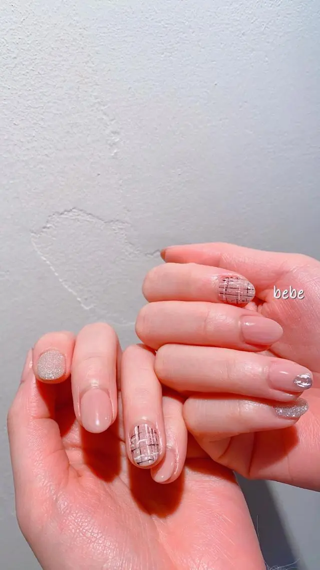 ネイル ニュアンスネイル ぷっくりネイル ツイードネイル ハンドネイル Ann nailのネイルデザイン