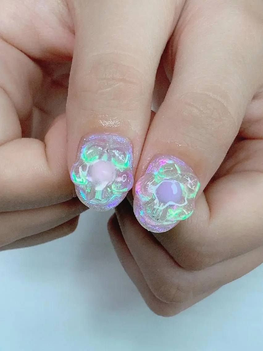 ネイル フラワーネイル 氷ネイル・うるうるネイル . MAKI NAILのネイルデザイン