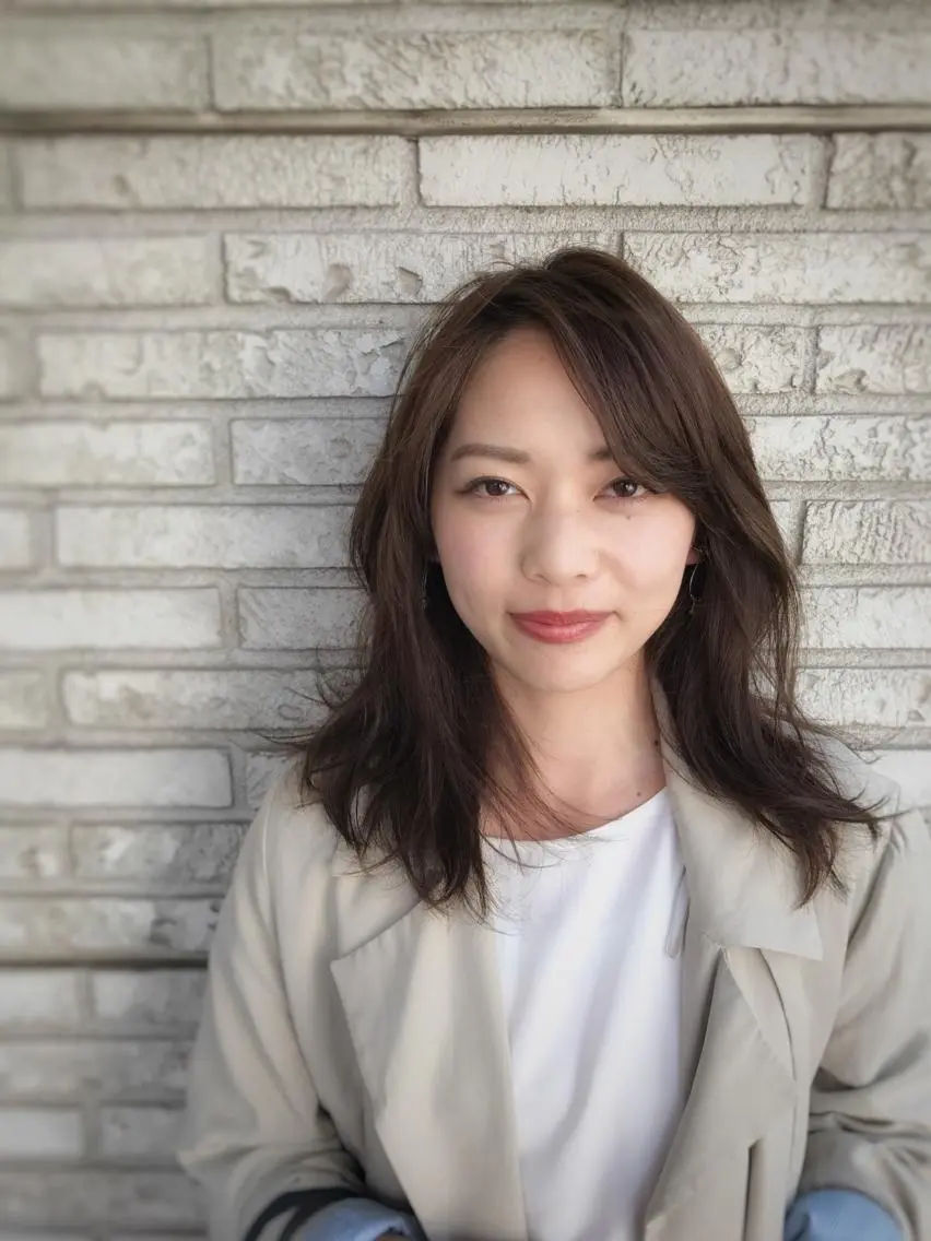 セミロング カラー パーマ セミロングパーマ 苅北 泰輔のヘアスタイル