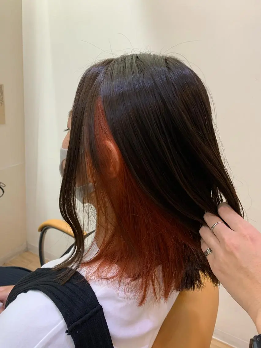 ミディアム カラー ブラウンカラー オレンジ 板倉 花連 💌リピーター様へ↓のヘアスタイル