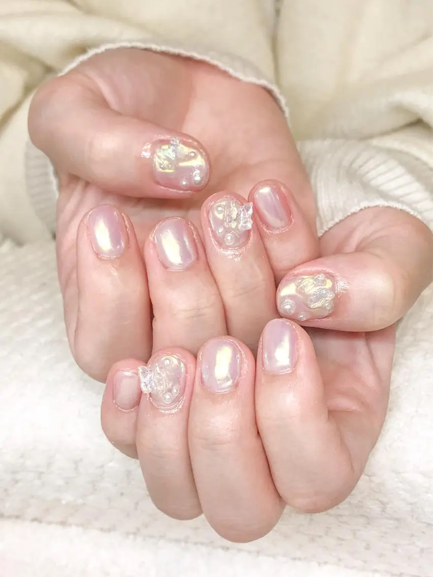 ネイル オーロラネイル ジェルネイル 氷ネイル・うるうるネイル キラキラネイル 韓国ネイル Nyanco Nailのネイルデザイン