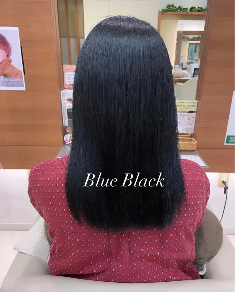 セミロング カラー 黒髪 ブルーカラー ブルーブラック たつみ ひかる🧸のヘアスタイル