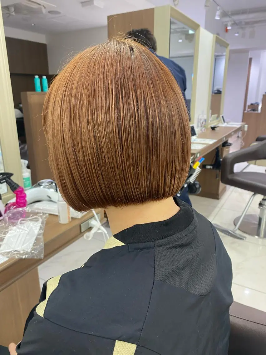 ショート ボブ 長妻莉央/縮毛矯正 髪質改善カラーのヘアスタイル