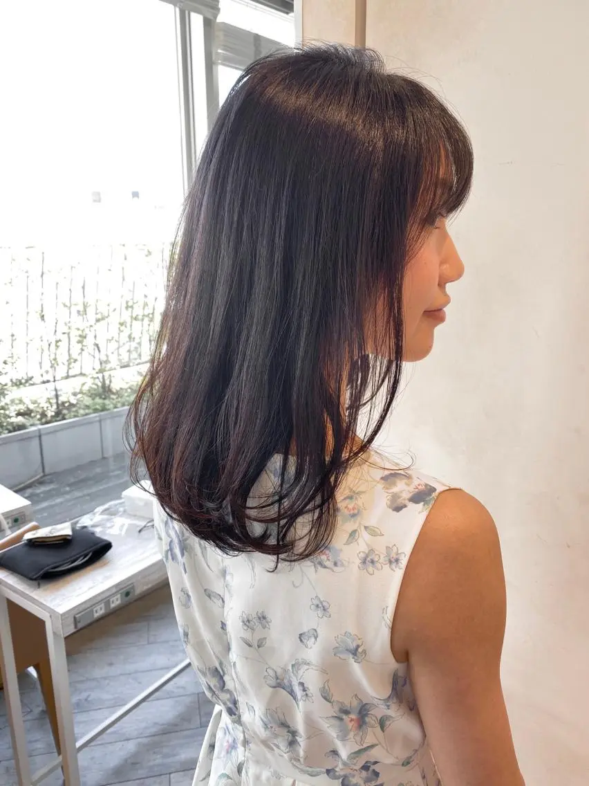 セミロング 顔まわりカット🌟 くびれヘア/寺門遥輝のヘアスタイル