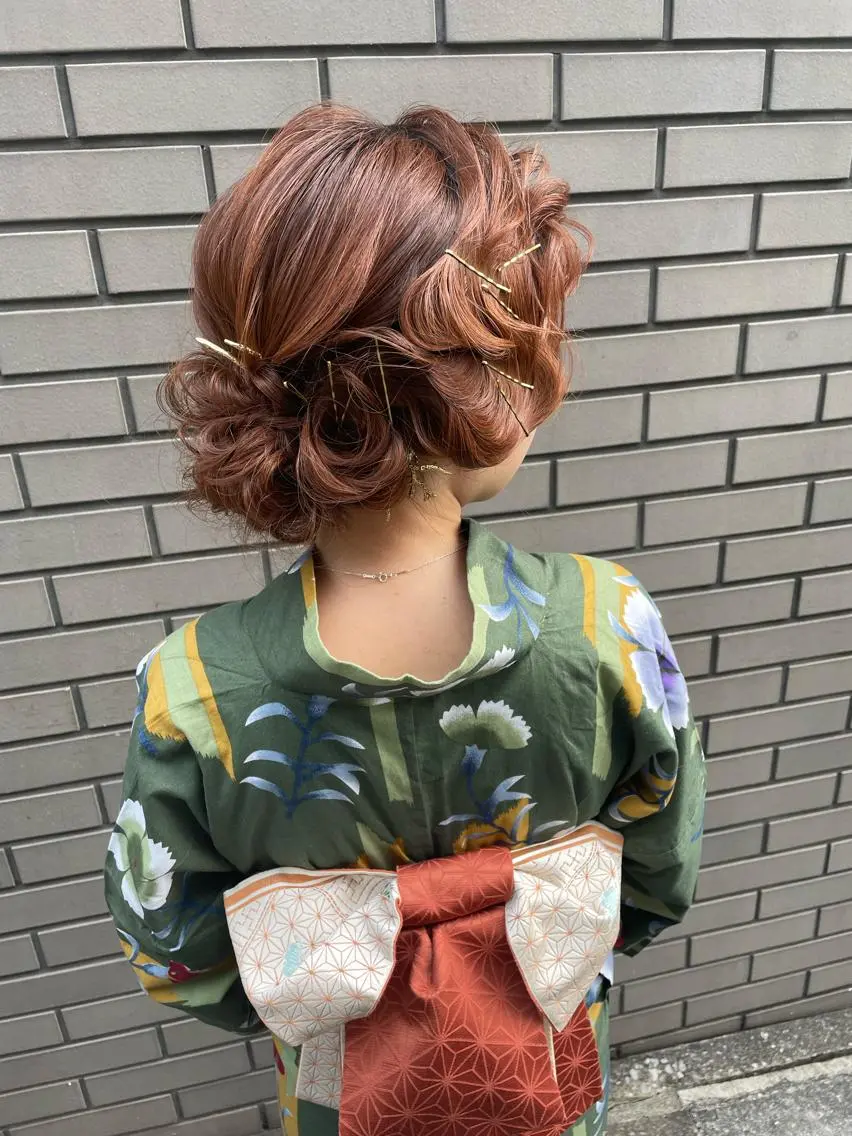 セミロング ヘアアレンジ キッズ 浴衣 ヘアメイク10年から 美容師💄Anriのヘアスタイル
