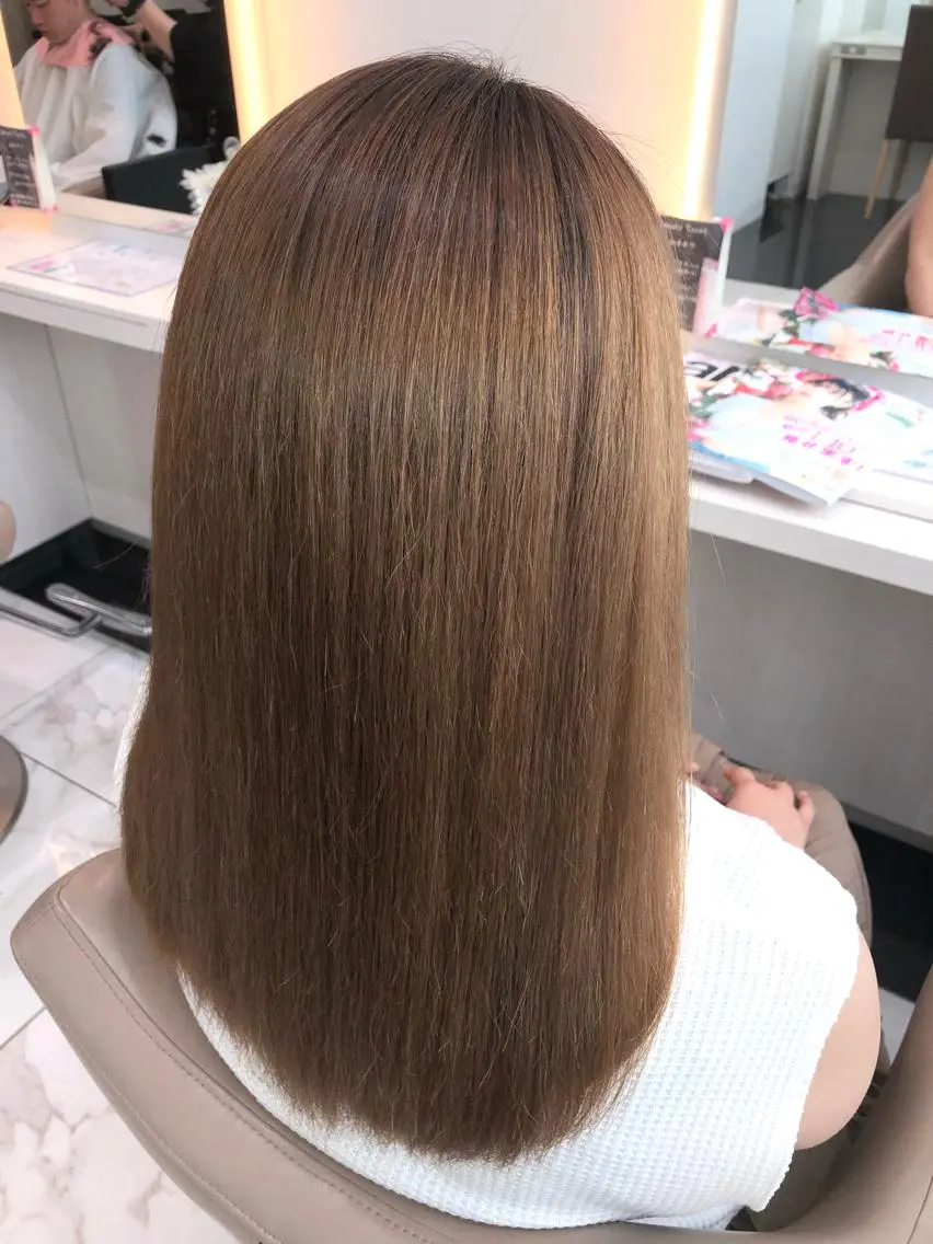 ミディアム パーマ 縮毛矯正 トリートメント ストレートパーマ 安井 昴 💫ブリーチ縮毛矯正のヘアスタイル